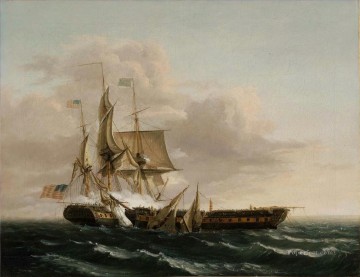 Buque de guerra Painting - Thomas Birch Compromiso entre la Constitución y la batalla naval de Guerriere